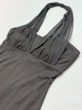 Vintage Black Mesh Halter Sparkly Dot Midi Sz 10 Y2K Party